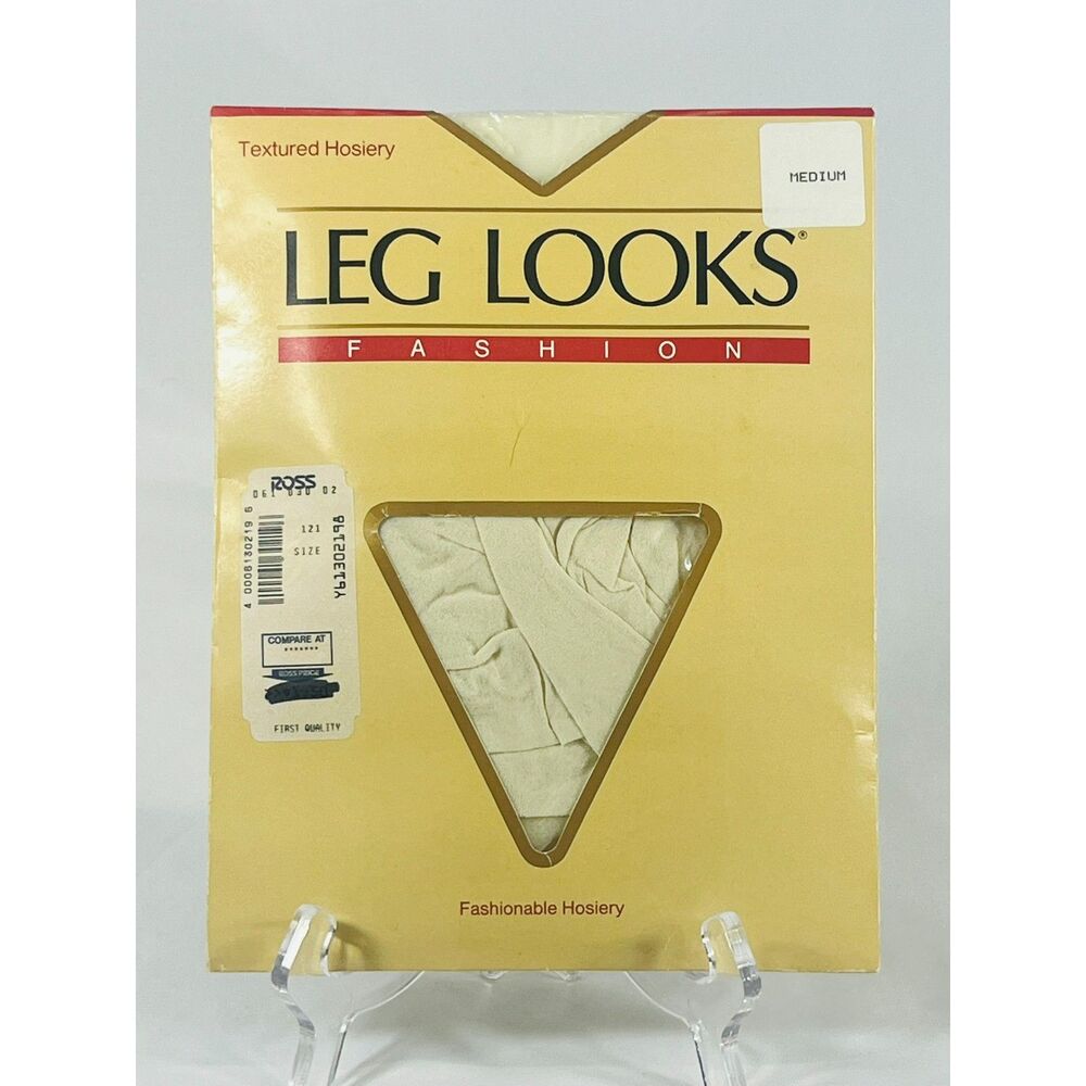 NOS 1980s Leg Looks Cream Textured Hosiery Medium